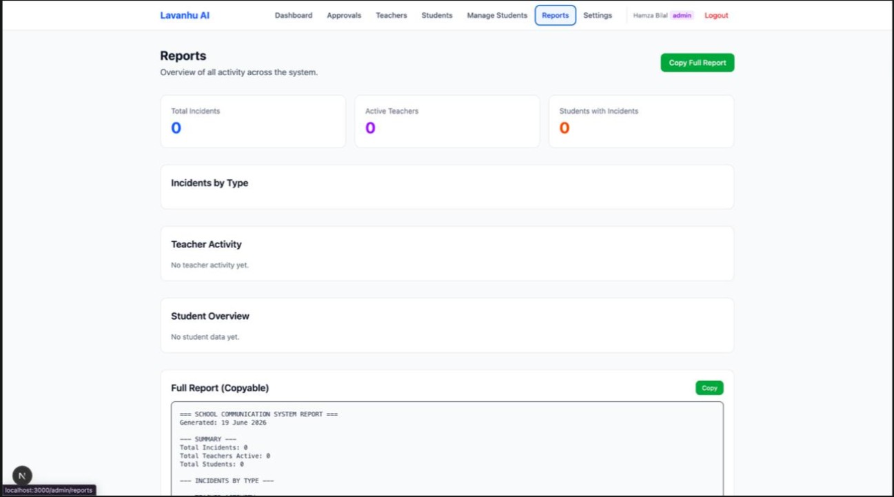 Lavanhu AI — School Reports