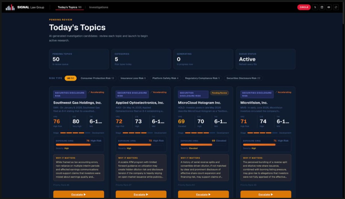 Signal Law Group — Topics